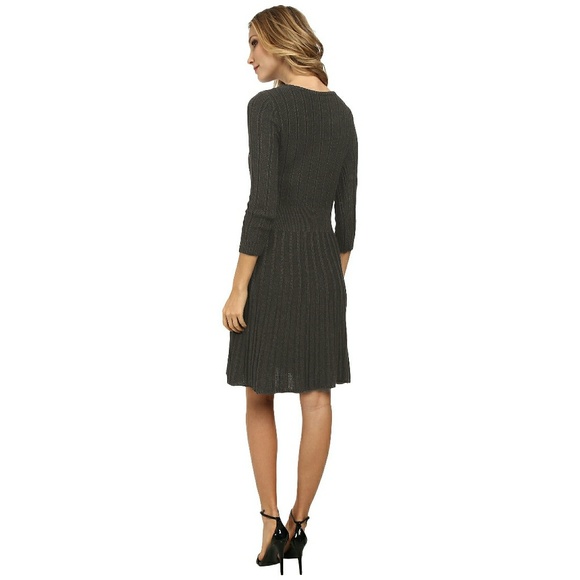 New! CALVIN KLEIN Ribbed Fit-n-Flare Sweater Dress - Picture 4 of 7